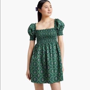 NWOT Hill House Home Athena Nap Dress in emerald trellis